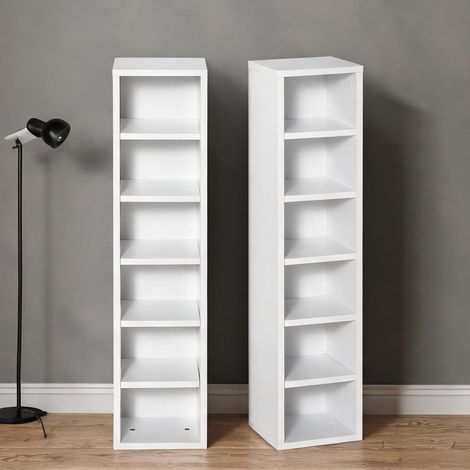Meuble de rangement de bureau blanc en bois 21 x 19 x 88 cm (1/5)