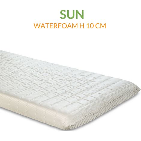 EVERGREENWEB - Materasso Singolo 90x200 in Waterfoam Ecologico Alto 10 cm ideale per Letto Singolo, Divano Letto o Brandina Pieghevole, Ortopedico con Rivestimento Antiacaro Traspirante SUN - OFFERTA (1/5)