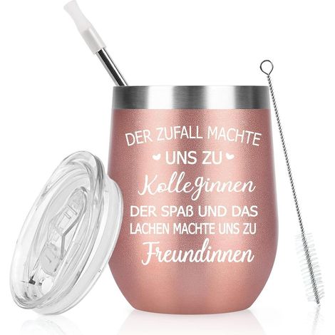 Edelstahl Thermobecher mit Spruch für Kollegin, 350ml, Isolierbecher mit Deckel und Strohhalm (1/5)