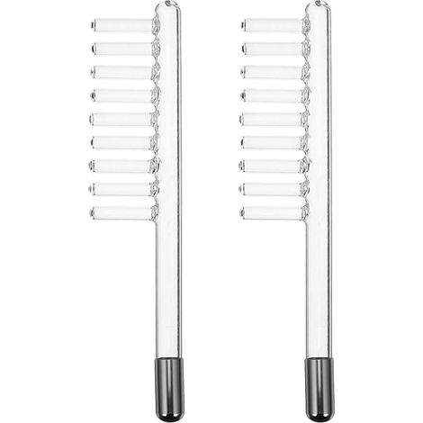 Lot de 2 accessoires pour appareils d'électrothérapie - à haute fréquence - Barre d'électrode - Peigne à haute fréquence - Peigne électrique - Verre transparent (1/5)