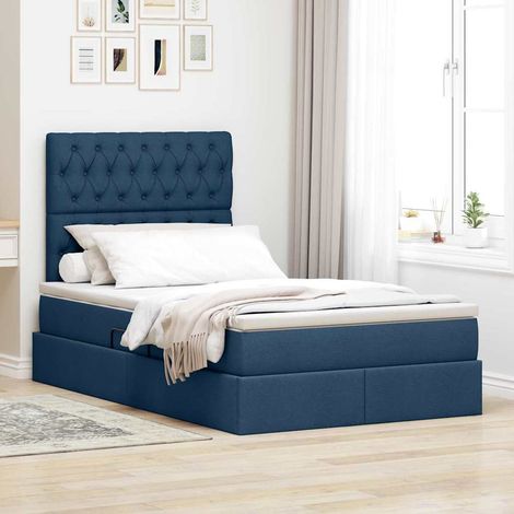 Bett mit Stauraum und LED mit LED Blau 120 x 190 cm Polyester