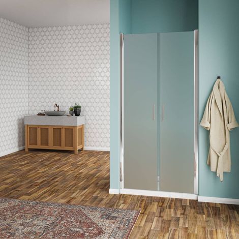 Nicchia Porta Saloon in vetro temperato opaco 6mm H190 profili cromo - 90 cm (1/2)