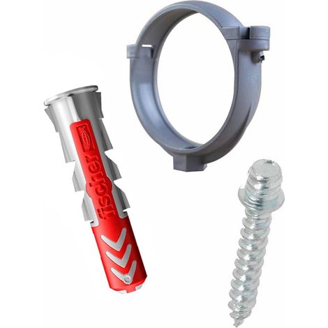 Ensemble de 1 collier tube de descente Ø80 Zinc + 1 Vis 7x40mm + 1 Cheville Duopower 8x40mm - Arcanaute (1/4)