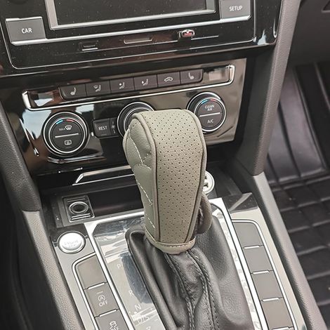 Schaltknaufbezug aus PU-Leder, staubdichte Abdeckung für den Autoschalthebel, wasserdichter und atmungsaktiver Schutz (grau)