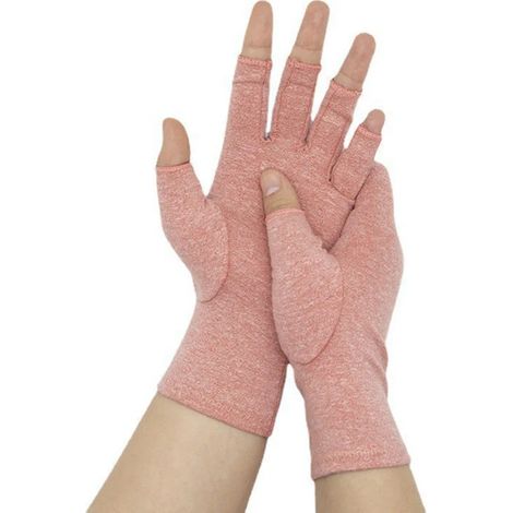 Guanti unisex per artrite, senza dita, a compressione, altamente elastici, per alleviare il dolore alle mani e i sintomi dell'artrosi durante il ciclismo e l'attività fisica. Taglia M: circonferenza d
