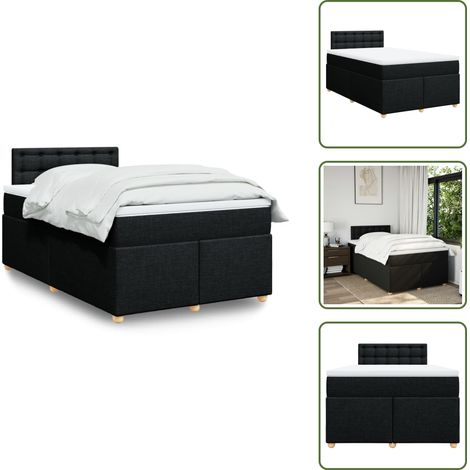 The Living Store Giroletto a Molle con Materasso Nero 120x190 cm in Tessuto - Materasso a molle insacchettate