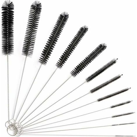 12Pcs Tube Brosse de Nettoyage,Goupillon Nettoyage,Brosse de Nettoyage Tube pour Bouteille en Verre Bébé Biberon Bouilloire Clavier, Tuyau Brosses (1/5)