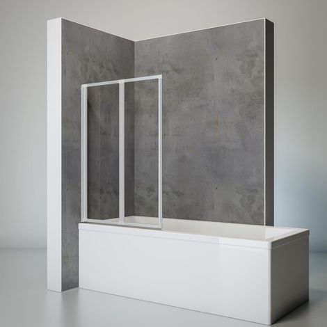 Schulte Duschwand Smart 2-teilig faltbar, inkl. Klebe-Montage - Breite: 87 cm, Höhe: 121 cm, Glas: 3 mm Sicherheitsglas Klar Hell, Profil: Alu Natur