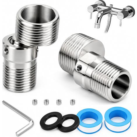 Adaptateur Robinet 2PCS 304 Douche Acier Inoxydable Réglable à 360 Degrés (1/5)