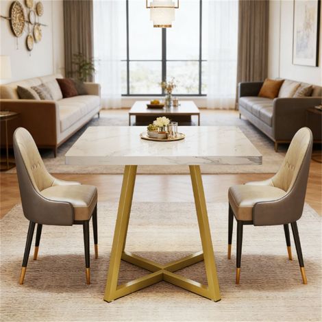 Table de salle à manger rectangulaire pour 4 personnes, petite table de cuisine ou de salle à manger avec pieds en métal, style industriel (1/5)