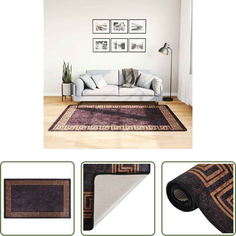 Waschbar -  Teppich Waschbar 120x180 cm Schwarz und Golden