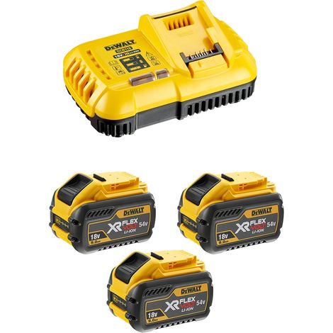 Dewalt – Pack batterie XR FLEXVOLT 9.0Ah 54V avec chargeur rapide DCB118 – Technologie de charge intelligente – Compatible outils XR 18V