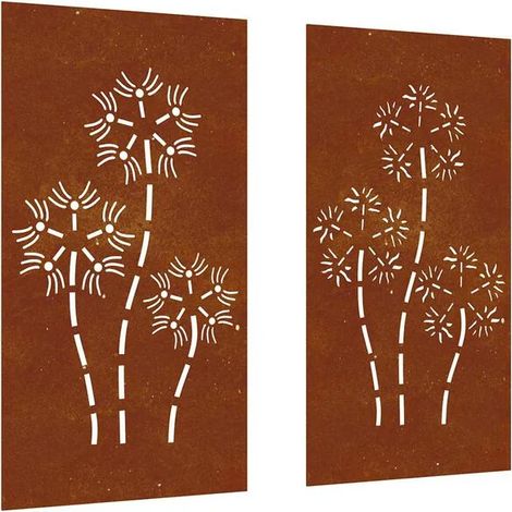 Ensemble de 2 décorations murales de jardin, 105 x 55 cm, motif floral (1/5)