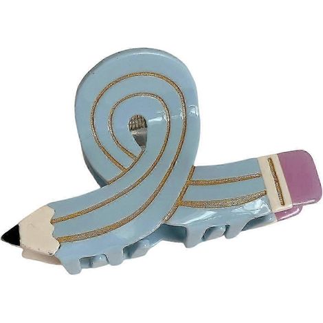 Pince à cheveux pour fille en forme de crayon, antidérapante, à utiliser à l'arrière de la tête, style requin, pour douche. Retour à-Blue (1/5)