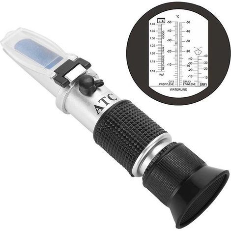 – Réfractomètre de liquide de refroidissement antigel – Mesure -50 à 0°C – Pour éthylène et propylène glycol – Système optique ajustable - 4-en-1 (1/5)