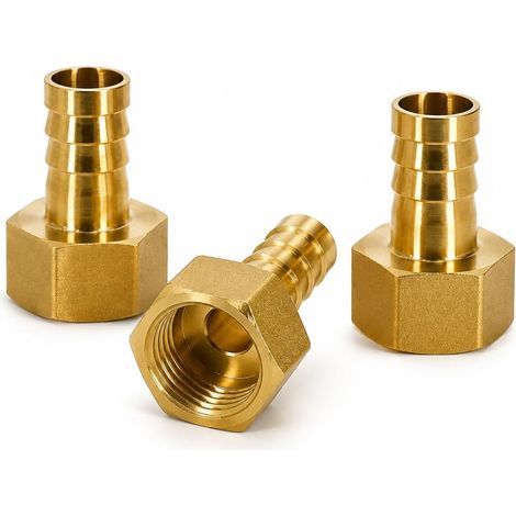 3 PCS 1/2 Pouce en Laiton Embout de Tuyau 12mm Raccord de Tuyau, Barbed Brass Raccords Canneaux en Laiton Filetage Femelle Tuyau Fileté Universel Air Eau Huile Gaz Raccords Cannelés Étanches (1/5)
