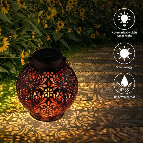 Lámpara colgante LED hueca, impermeable y alimentada por energía solar para diseño de jardines y paisajes. (1/5)