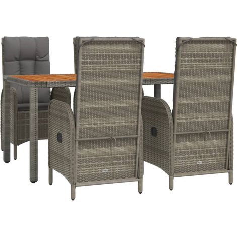 Set da pranzo da giardino per mobili da esterno 5 pezzi con cuscini grigi 020013715