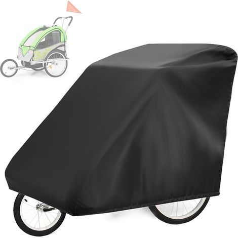 Funda para remolque de bicicleta: material Oxford impermeable con revestimiento de poliuretano, resistente a los rayos UV, resistente al viento y al polvo, adecuado para remolques de 55 x (1/5)
