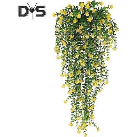 Guirlande décorative de fleurs artificielles d'eucalyptus réalistes pour la maison, les mariages et le jardin, en intérieur et en extérieur. Fleurs colorées, fausses fleurs et lianes retombantes.jaune (1/5)