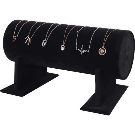 Jewelry Display Stand, Plush Fabric Headband Holder with Wooden Base, 30 x 15 x 16.5 cm, Organized Display Stand for Headbands, Necklaces, Bracelets, Watches, Retailers (1/5)