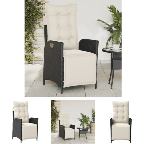 The Living Store Gartensessel mit Fußteil Verstellbar Schwarz Poly Rattan - Gartenstühle (1/5)