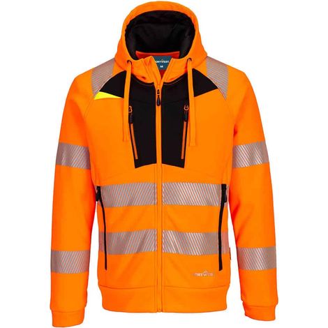 Dx4 - Hochsichtbarer Kapuzen-Sweatshirt mit Reißverschluss - XXL - Orange/Schwarz - Portwest