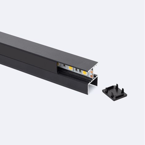 Profilo Alluminio Scaffali per Striscia LED fino a 12mm con Coperchio Continuo Nero 2 m Nero traslucido