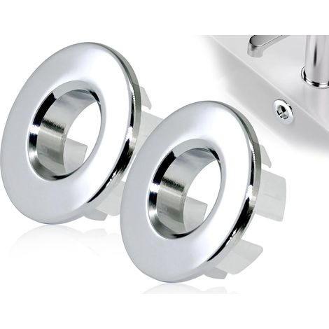 Lot de 2 couvercles de trop-plein d'évier, couvercles de trop-plein d'évier de cuisine ronds en laiton, anneau de remplacement d'évier, pour baignoire de salle de bain (argent, 22-24 mm) (1/5)