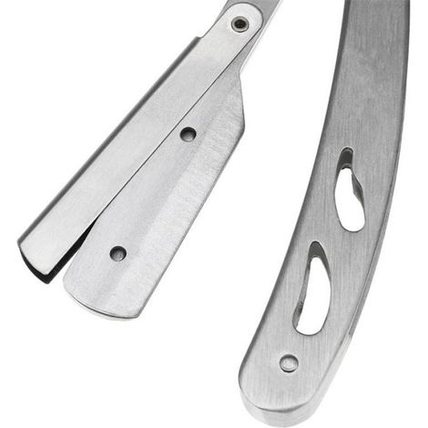 Porte-lame de rasoir droit en acier inoxydable, support pliable pour barbier, manche coupe-chou, étui de rangement pour rasage professionnel (1/4)