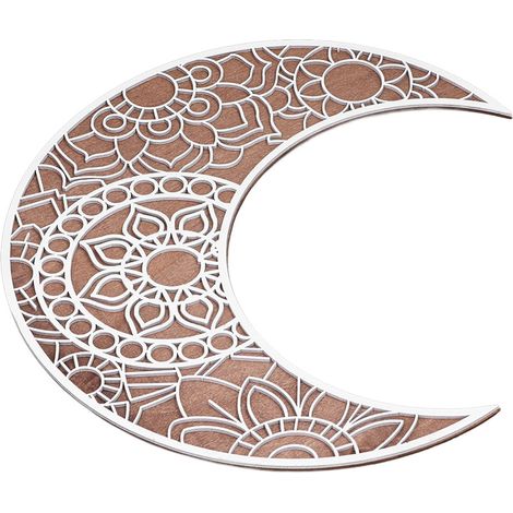 Décoration murale lune en bois sculpté ajouré, motif lunaire, pour salon, chambre, galerie, style B (1/5)