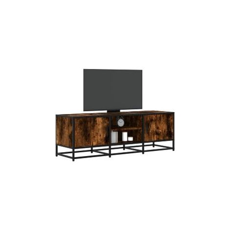 Meuble TV chêne fumé 120x35x41 bois d'ingénierie et métal (1/5)
