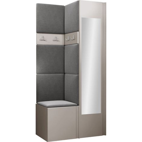 Conjunto para recibidor Pinis XXV, Manila 16, 186x82x46cm, Espejo, Aglomerado laminado, Tapiz, Colocada, Montada en la pared