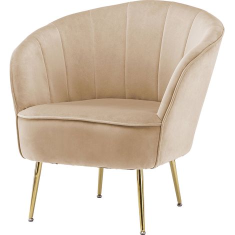 Fauteuil cocktail en velours crème pieds métal doré - crème doux avec pieds dorés (1/5)