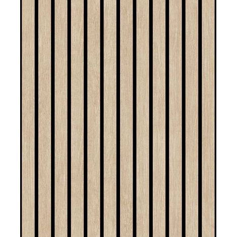Papier peint bois clair et lignes grises modernes (1/3)