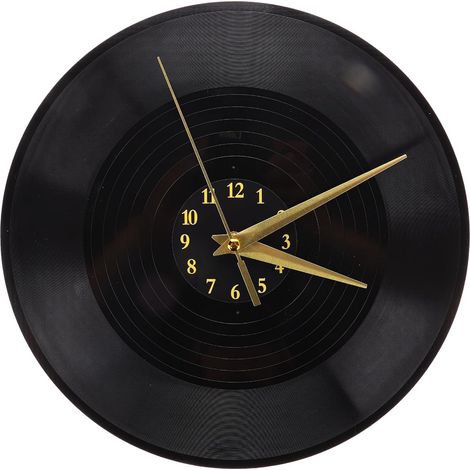 Horloge Murale et Polyvalente en Plastique et Métal, Silencieuse en Disque Vinyle Noir, Élément Décoratif Moderne pour Chambre ou Salon (1/5)