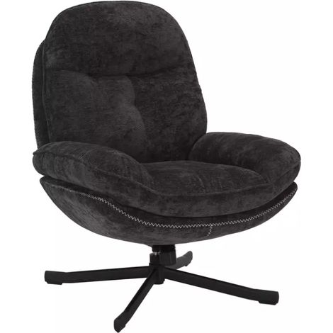 Fauteuil pivotant à 360° en tissu moelleux sans accoudoirs noir NALAK (1/5)