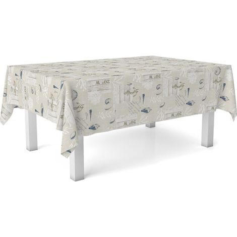 Nappe Toile cirée Anti-Taches Lavable carrée 140x140 Narcea Bleu (1/5)