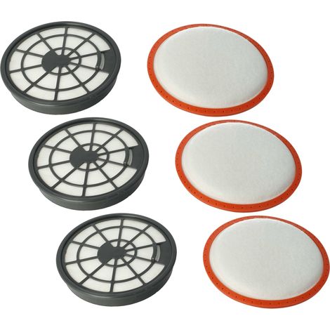 vhbw 6x Filtro compatible con Dirt Devil DD2750-0, DD2720-9, DD2750-1, Pick Up Power aspiradora - filtro aire salida, filtro protección motor
