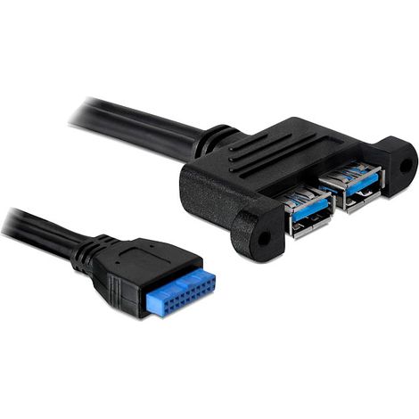 USB 3.2 Gen 1 Kabel, Pin Header 19 Pin Buchse 2x USB-A Buchse, zum Einbau Verwendung: Erweitern des PCs um 2 USB-A Buchsen (1/4)