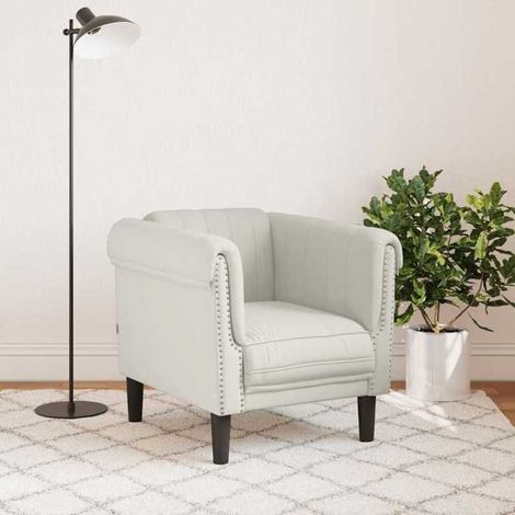 Fauteuil - 372572 - Crème - Velours (100% polyester) - Structure bois massif (1/5)