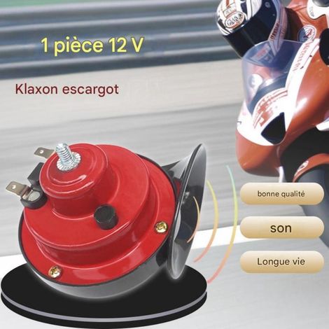 Klaxon moto modifié 12 V à tonalité aiguë — Signal sonore universel 300 dB, klaxon électrique étanche — Rouge (1 unité) (1/4)