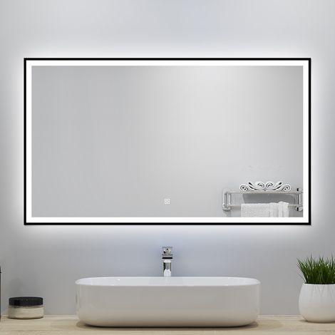 OCEAN Specchio da bagno 120x70cm con LED,3 colori,Dimmerabile, Antiappannamento,Memoria,IP44, Vetro HD (1/5)