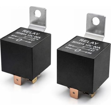2 Relè Auto JD1914 12V 40A 5 Poli Universali con Staffa Impianti Elettrici