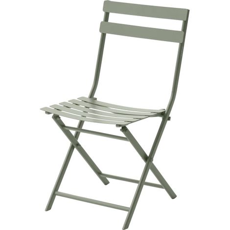 Hesperide – Chaise de jardin pliante en acier teinté vert laurier – Design moderne pour petits espaces – Pliable et facile à ranger (1/5)