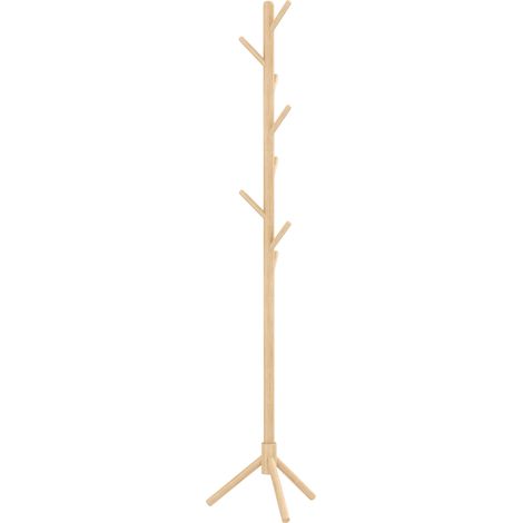 Perchero de pie madera árbol 8 ganchos colgar ropa bolsos pasillo entrada 40x40x165 cm