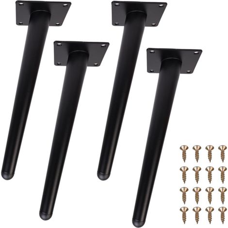 Pieds De Meuble Métal Noir Coniques Lot De 4 - Design Droit Et Incliné Réglables Pour Canapé Table Buffet TV