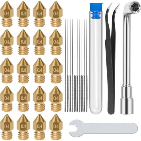 Buse en laiton pour imprimante 3D 33 pièces 0,4 mm 0,2 mm 0,6 mm pour Creality Ender 3 V2 / Ender 3 / Ender 3 Pro / Ender 3 Max / Ender 5 Pro/Ender 3 S1 / Ender 3 Neo/CR 10 Series (1/4)