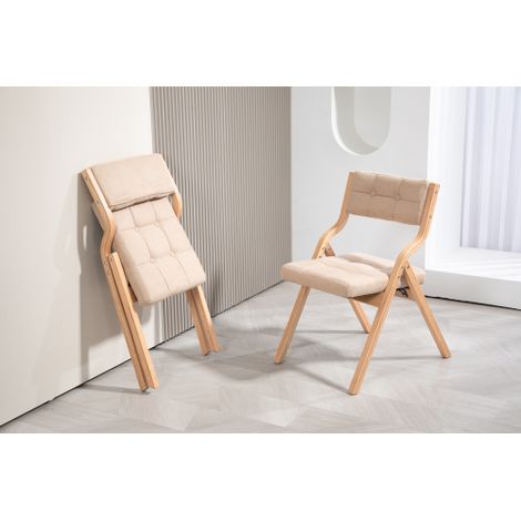 Okwish – Lot de 2 chaises pliantes avec coussin – Assise surdimensionnée en velours – Dossier incurvé 110° – Dimensions 61x48x77cm – Kaki