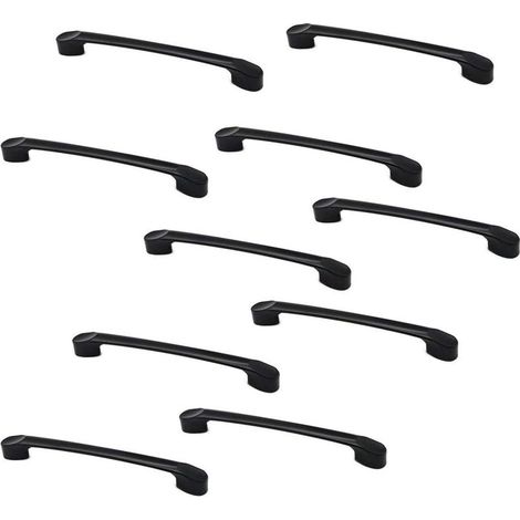 Set di 10 maniglie per ante di armadi e cassetti in lega di zinco nero opaco, lunghezza 166 mm. (1/5)